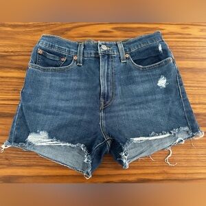 Levi's Dark Blue Distressed Jean Shorts